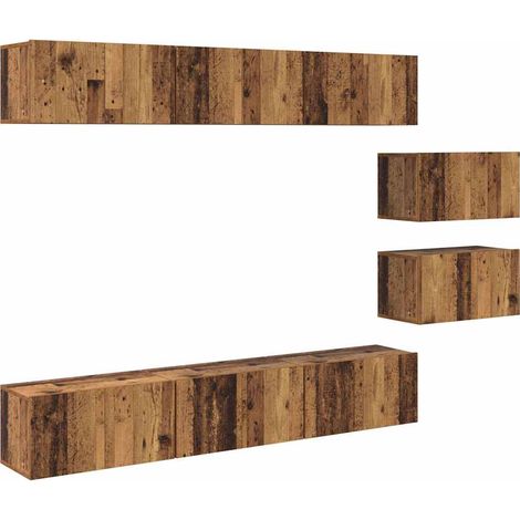Maison Exclusive - TV-Schrankset Wandmontiert Altholz Holzwerksto