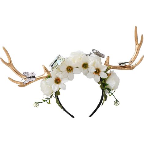 Bandeaux en tissu doux avec motif bois de renne de Noël pour enfants et adultes - Décoration de fête sur le thème des vacances - Accessoire de jeu de rôle - Accessoires de costume (1/5)
