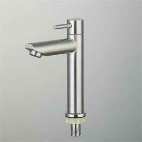 Robinet de Lavabo Salle de Bain, Monocommande, en Acier Inoxydable 304 Brossé, Design Moderne - Argent