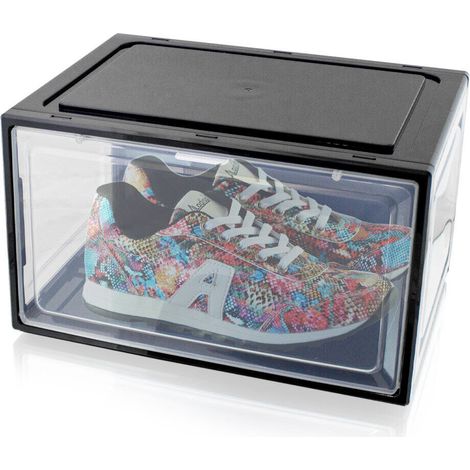 Schwarze Schuhbox Stapelbar Aufbewahrungsbox Kunststoffbox Schuhkasten Schuhkarton Schuhorganizer bis Gr.47