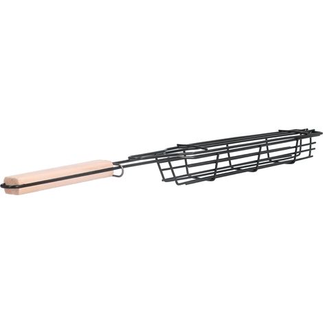 Panier de cuisson extérieur en acier inoxydable avec poignée en bois et pince pour barbecue (1/5)