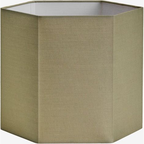 Sklum – Abat-jour hexagonal en tissu vert sauge Ø30 cm – Structure en fer – Mélange polyester et coton – Éclairage intérieur élégant
