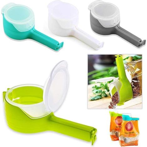 4 pinzas para bolsas de almacenamiento de alimentos，pinzas de sellado para tapas de plástico，color azul (1/5)