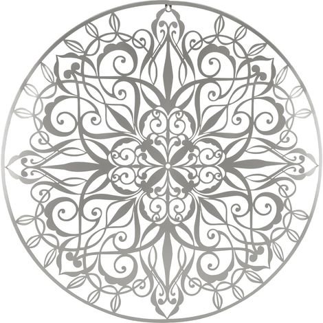 Luxus Metal Art Wanddeko Mandala Silber Rund 80cm