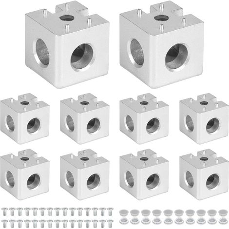 10 PièCes 3 Cubes D'angle 4040, Matériel d'extrusion Profilé Aluminium 40x40, Connecteurs en Alliage D'aluminium, Accessoires pour imprimante 3D(argent) (1/5)