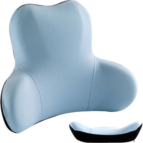 Cuscino per schienale - Cuscino di supporto lombare - Seduta confortevole - Schiuma memory ergonomica - 43 x 10 x 33 cm - Azzurro