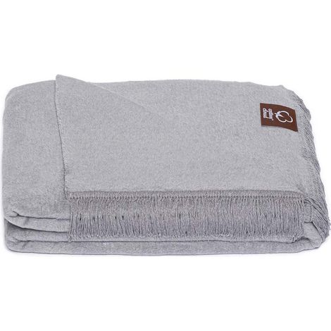Coperta in cotone-acrilico 150x200 cm, grigia (1/2)