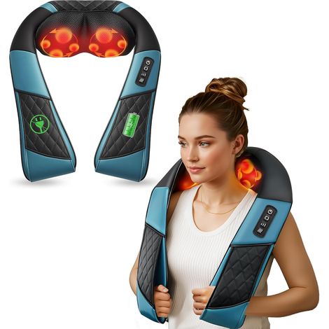 Appareil de massage sans fil pour la nuque, Appareil de massage Shiatsu pour les épaules avec fonction chauffante, Coussin de massage 3D pour le dos (1/5)