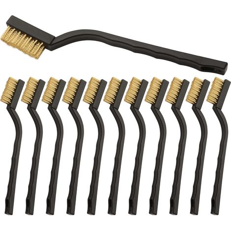 12 - Brosse en laiton - Accessoire de nettoyage - Pour rouille et peinture - Usage domestique et atelier - Doré - 8x3cm (1/5)