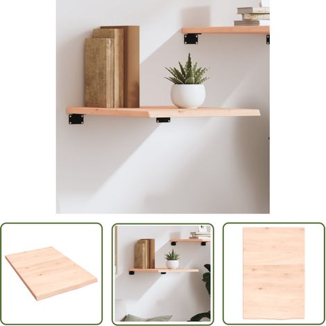 The Living Store Wandregal 40x60x2 cm Massivholz Eiche Unbehandelt - Wandregal - Eichendielen - Holzwandregal - Regalbrett - Wohnzimmerdeko (1/5)