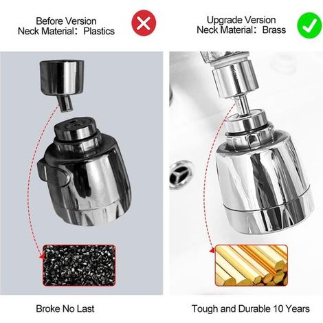 Rubinetto da cucina con aeratore, a risparmio idrico, girevole a 360°, versione corta, cromato. (1/5)