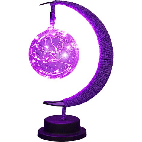 Lampe de style LED, veilleuse en fer, lampe lune magique 3D, lampe Ramadan LED, veilleuse étoile et lune, lampe décorative (lumière chaude)