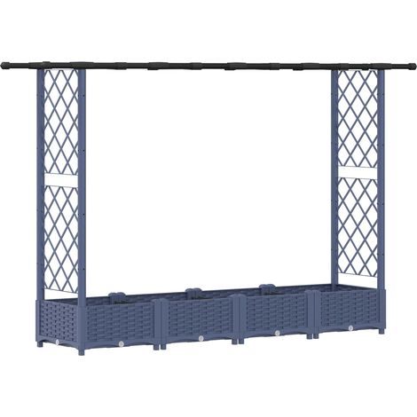 Fioriera da giardino Letto Rialzato con Griglia e Tetto Grigio 203 x 40 x 121 cm PP (1/5)