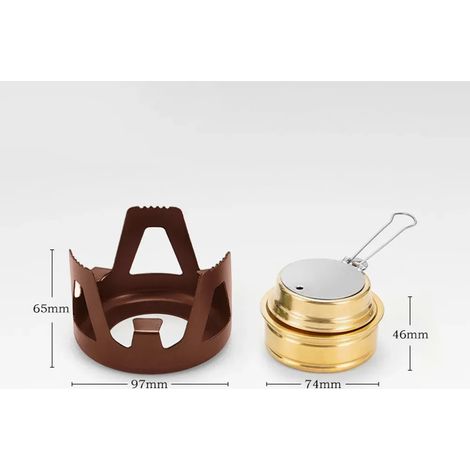 Réchaud à gaz de camping robuste et durable, puissance de feu réglable, mini réchaud à alcool portable, support en alliage d'aluminium, idéal pour les pique-niques en plein air. (1/5)
