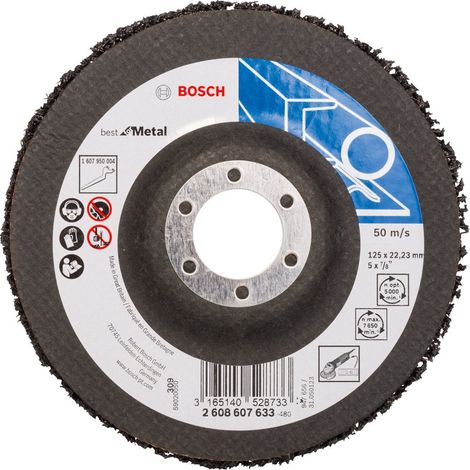 Bosch 1x Disco per pulitura PRO Multi Material N377 piccole (per Lamiere di acciaio, Acciaio, Ø 125 mm, Grano, Professional Accessorio Smerigliatrice angolare piccola) (1/4)