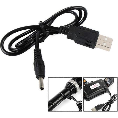 Câble de chargement USB pour lampe torche et phare LED rechargeables (1/4)
