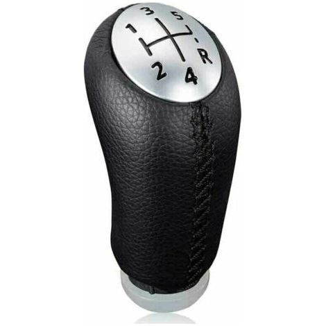 Pommeau de levier de vitesse manuel - Cuir noir - Pour Renault Clio III, Megane 2 et Laguna - Avec adaptateur inclus (1/5)