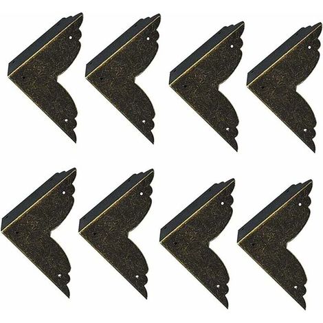 Lot de 8 Protecteurs Décoratifs d'Angle en Fer, Métal Bronze pour Meubles et Coffrets