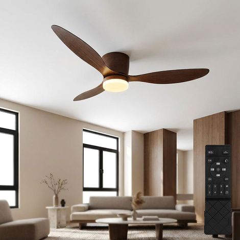 Ventilatore da soffitto a LED per sala da pranzo lampada dimmerabile in metallo marrone H 22,6 cm