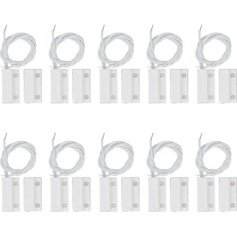 Câblage d'interrupteur de porte magnétique, capteur encastré, roseau de fenêtre pour système d'alarme, DC100V, blanc, 10 jeux (1/5)