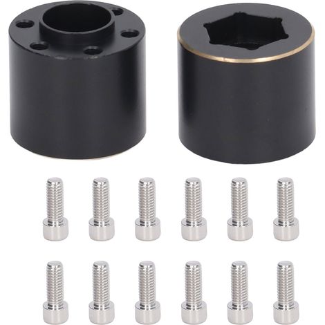 2 pièces adaptateur d'élargissement de jante en laiton noir pour voiture télécommandée, diamètre 18.5mm / 0.7 pouces (1/5)