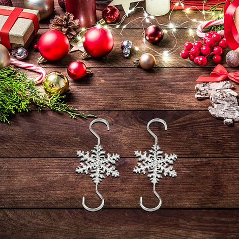 20 Crochets en Forme de Flocons de Neige Métalliques pour Décorations de Noël et Sapin (1/5)