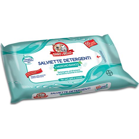Elanco Dog & Cat Sano e Bello Salviette Detergenti (50 pezzi) - Scegli la Profumazione - Elanco Dog & Cat Sano e Bello Salviette Detergenti (50 pezzi) - Scegli la Profumazione - Muschio Bianco (1/2)