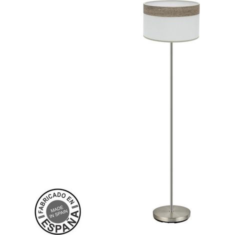 FABRILAMP Boden Wohnzimmer Cloe 1xe27 Nickel/Weiß-Holz Grau 162x40x40 cm