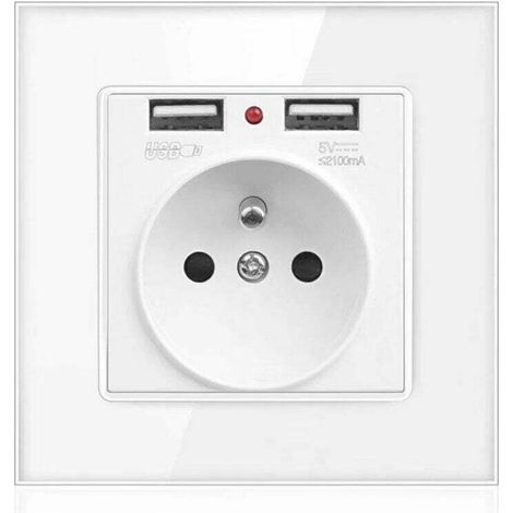 XEPHO Prise Electrique Murale avec Double USB - Chargeur pour iPhone/Android prise française (1/5)
