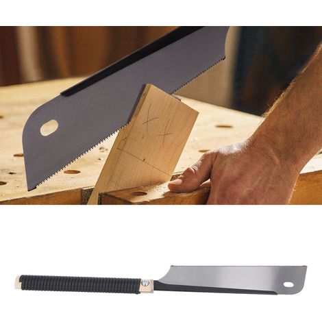Scie à dos japonaise SK5 pour le travail du bois, scie à main pour le tenonnage, la coupe et le sectionnement scie à dos avec manche en rotin noir. (1/5)