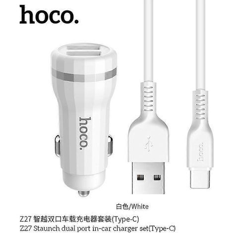Chargeur de voiture intelligent double port HOCO Z27 avec interface Lightning et câble de données Type-C pour systèmes Android (1/5)