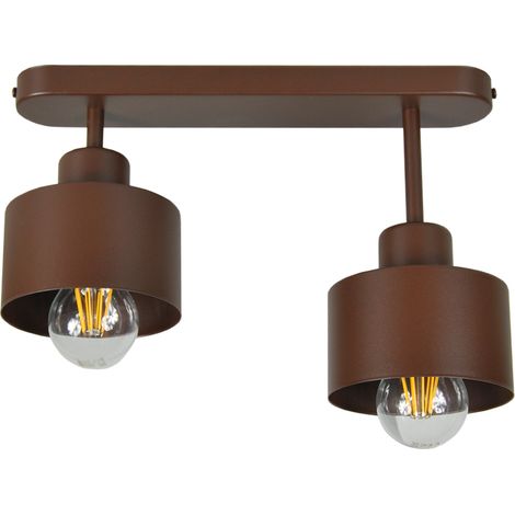 Plafoniera marrone, in metallo industriale, 2xE27, illuminazione LED moderna per soggiorno, cucina, camera da letto, cameretta dei bambini, loft (1/4)