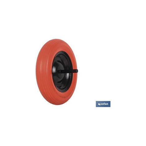 Cofan – Roue increvable 350 mm pour brouette – Charge max 140 kg – Compatible axes Ø20 mm – Installation rapide sur chantiers