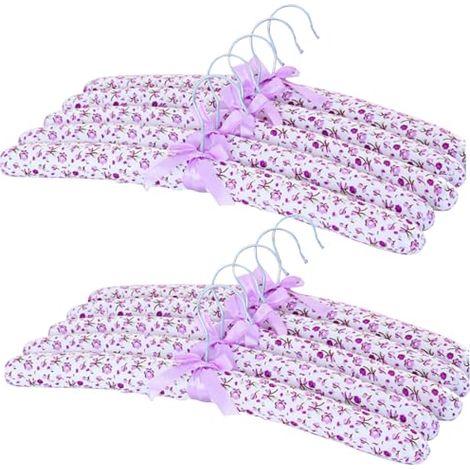 Pulloverfalle, gepolsterte Kleiderbügel, 10 Stück rutschfeste gepolsterte Kleiderbügel, gepolsterte Kleiderbügel aus floralem Satin, weiche Pullover-Kleiderbügel für Blusen, Kleider 2, gepolsterte Kle (1/5)