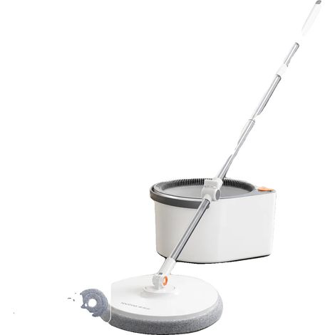 Ensemble de Seau et Balai, Système Auto-Nettoyant, Polyvalent pour Utilisation Humide et Sèche, BLANC (1/2)