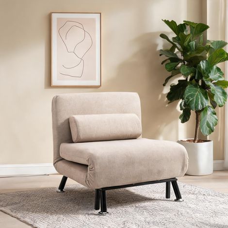 Fauteuil relax beige en acier 75 x 70 x 75 cm (1/5)