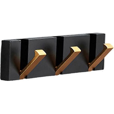 Patère murale rétractable et pliable pour manteaux et peignoirs, idéale pour l'entrée, le salon et la salle de bain.-Black Three Hooks (1/5)