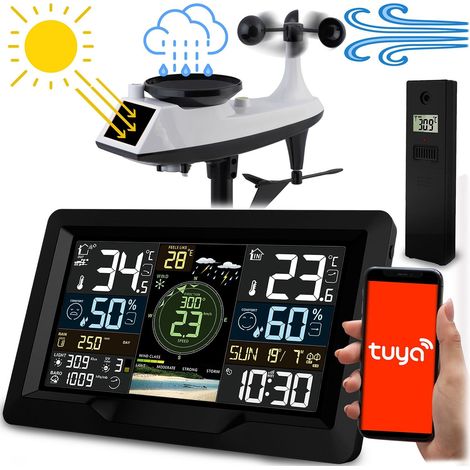 Stazione meteorologica con sensore vento e pioggia bd 914 nera