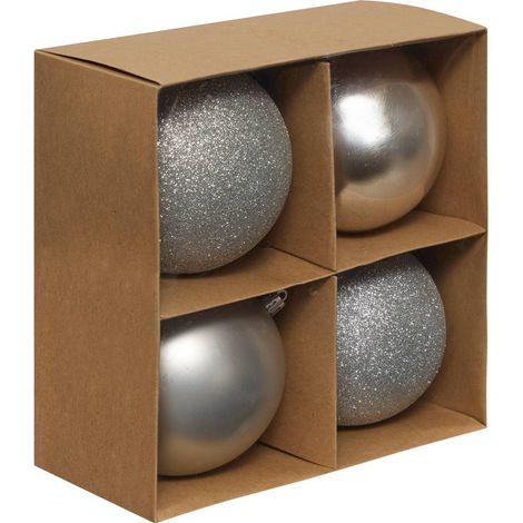 Set di 4 palline argentate d.10cm in polistirene riciclato - Feeric lights & christmas
