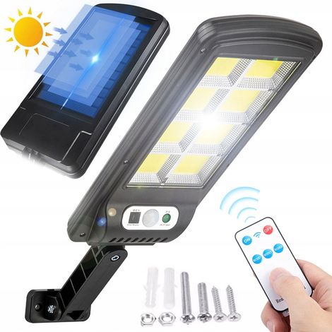 Lámpara solar de jardín con 160 LED COB, sensor de movimiento, 3 modos, control remoto, IP65, halógena. (1/5)