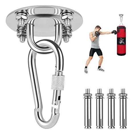 Crochet de Plafond, Cintre pour Sac de Frappe, Fixation Plafond Crochet Mural en 304 Acier Inoxydable pour Hamac, Fauteuil Suspendu, Sac de Boxe, Balançoire, Yoga (1/4)