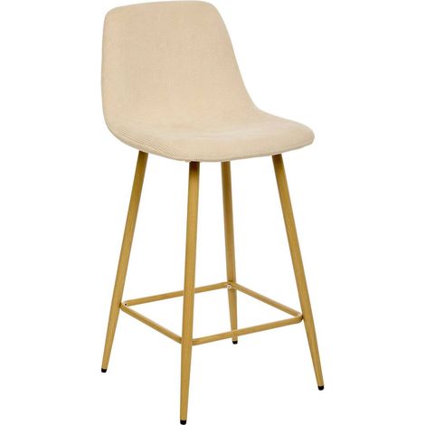 Chaise Haute de Bar Roka en Tissu Beige clair L42xP48xH93 cm - Atmosphera créateur d'intérieur (1/3)