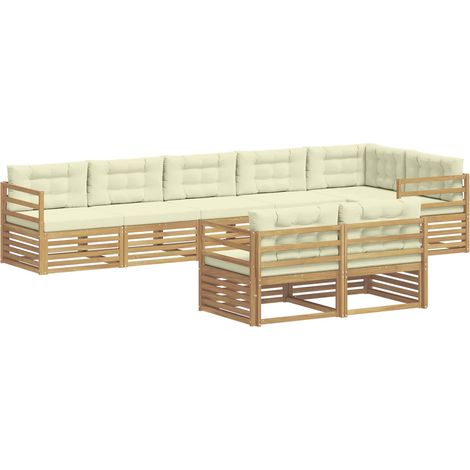 Set di divani da esterno 8 pz Bianco e Crema Poliestere vidaXL (1/5)