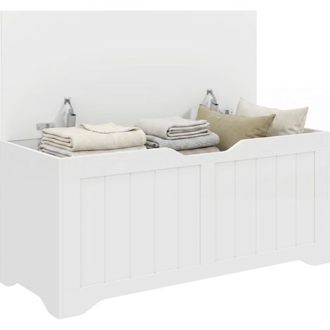 Design Sans Poignée 136 L Confort et Sérénité Banc Coffre de Rangement Meuble d'Entrée et Salon Blanc (1/5)