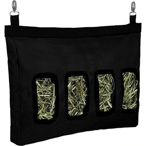 Sac d'alimentation de foin de lapin de 4 ports petit animal suspendu sac de rangement de nourriture (noir) (1/5)