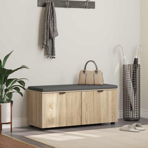 vidaXL Banco de entrada con cojín Roble Sonoma 100 x 38 x 46 cm (1/5)