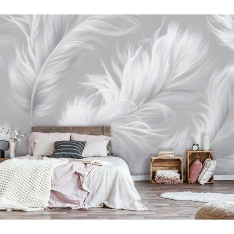 Fototapete Federn Abstrakt Beton, für Wohnzimmer und Schlafzimmer, 150 x 105 cm – Komplettset inkl. Kleister & Anleitung (1/5)