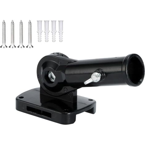 Soporte de bandera de aluminio para exteriores con ángulos ajustables, sistema de mordida y orificio de drenaje para evitar la humedad, se adapta a postes de 2 x 7 cm (negro) (1/5)