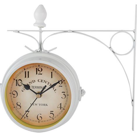 Horloges murales rétro double face silencieuses en métal pour salon, décoration intérieure (1/5)