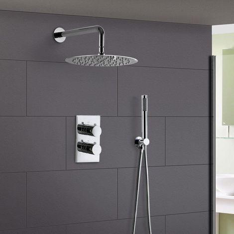 Violet Concealed Round Thermostatic Shower Mixer, Shower Head & Handset (1/5)